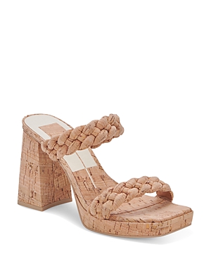 Dolce Vita Ashby Womens Faux Leather Open Toe Platform Sandals In Natural Cork