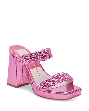 Dolce Vita Women's Ashby Braided Double Strap Slip On Sandals In Magenta Crackled
