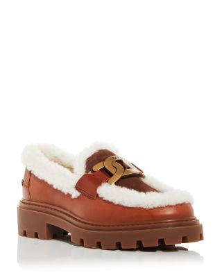 Tod's - Women's Gomma Shearling Trim Loafers