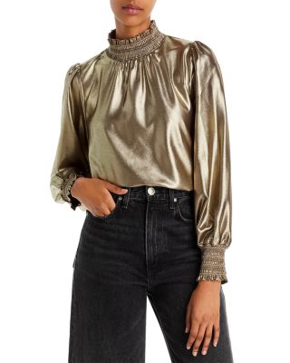 metallic mock neck top