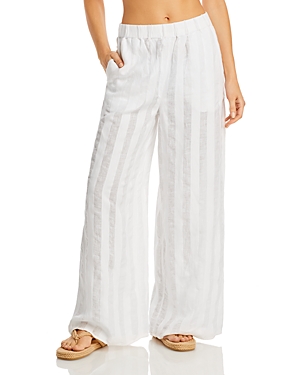 SOLID & STRIPED THE DELANEY TONAL STRIPE WIDE LEG SWIM COVER-UP trousers