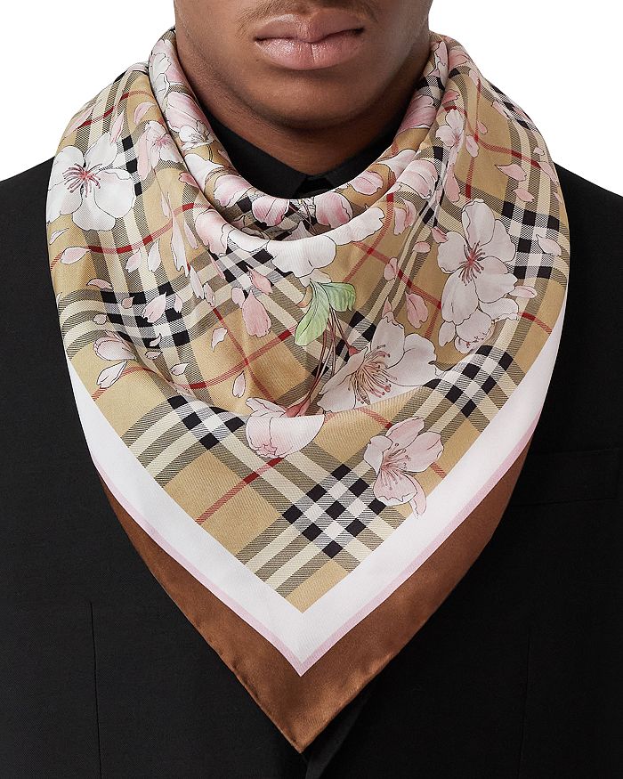 Inspektion Engel Marco Polo Burberry Floral Vintage Check Square Silk Scarf | Bloomingdale's