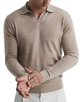 REISS - Milburn Long Sleeve Open Collar Wool Polo