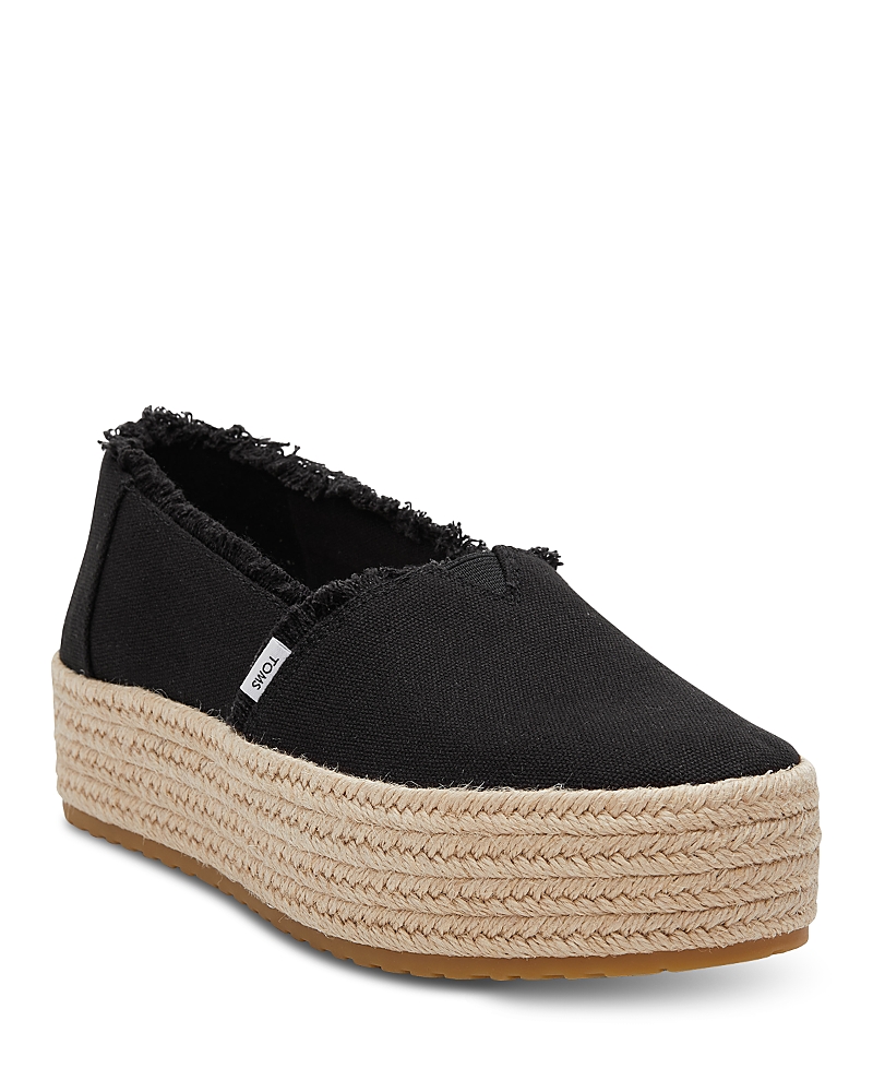 Toms Women's Valencia Canvas Platform Espadrille Slip On In Black