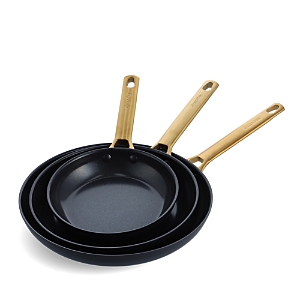 Greenpan Reserve Set Of 3 Ceramic Nonstick Frying Pans In Black