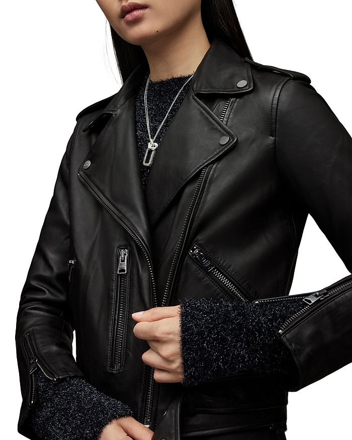 Allsaints Balfern Leather Biker Jacket In Black Gunmetal