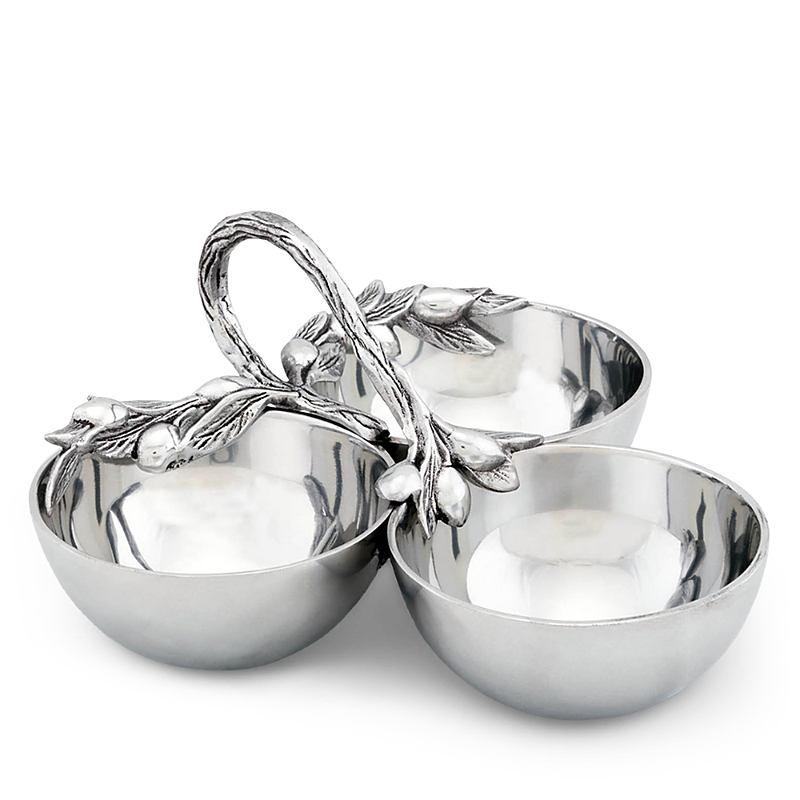 Vagabond House Olive Serving Bowls, Set Of 3 In Silver
