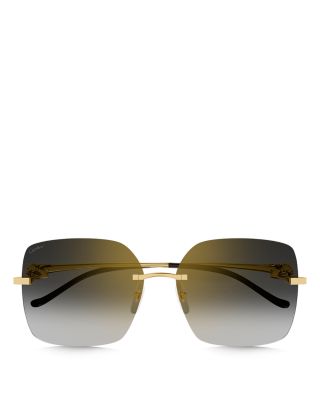 Panthere Classic 24K Gold Plated Rimless Square Sunglasses, 60mm