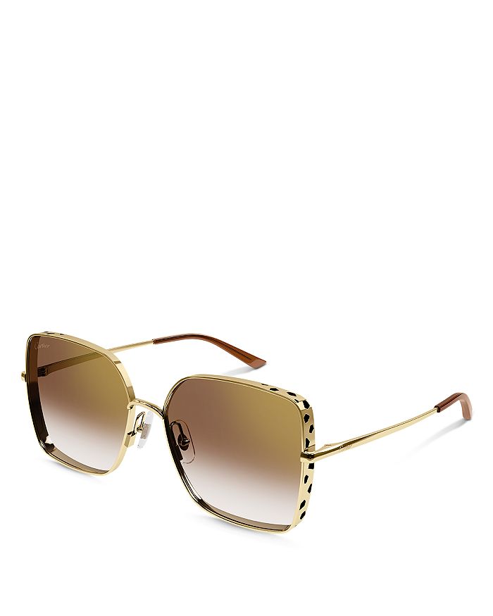 Panthere De Cartier 24K Gold Plated Square Sunglasses