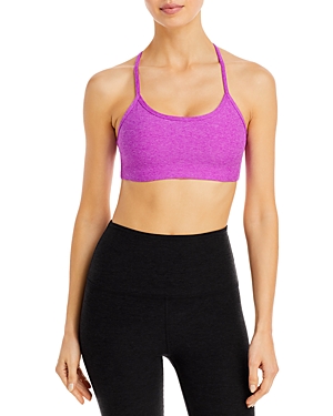 Beyond Yoga Space Dye Slim Racerback Sports Bra In Vivid Plum Heather