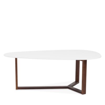 Euro Style - Morty Coffee Table in Matte White with Dark Walnut Base