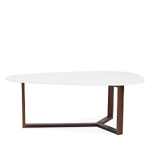 Euro Style Morty Coffee Table In Matte White With Dark Walnut Base