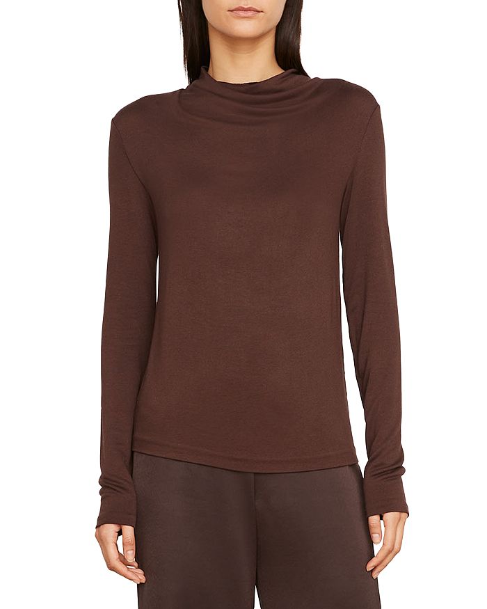 VINCE SHADOW GRID COWL NECK TOP