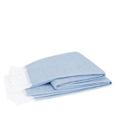 Matouk Pezzo Fringe Throw Blanket, Hazy Blue
