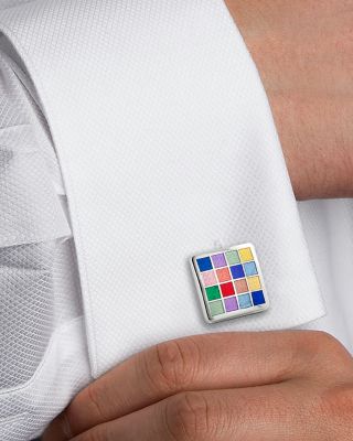 Sterling Silver Multi Checkerboard Cufflink