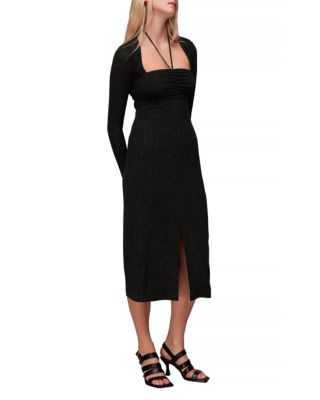 Whistles - Sparkle Tie Neck Jersey Midi Dress
