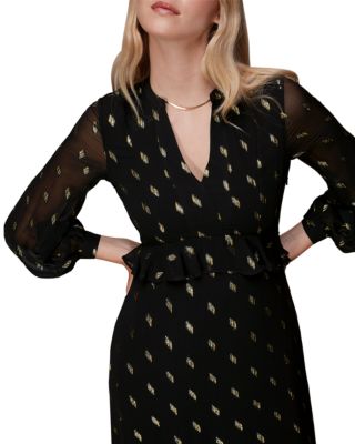 Whistles Dobby Metallic Midi Dress | Bloomingdale's Women