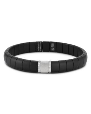 Roberto Demeglio - 18K White Gold Pura Diamond Matte Black Ceramic Stretch Bracelet