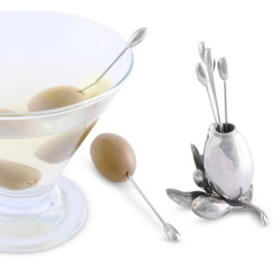 Olive Cheese Picks and Holder Set
