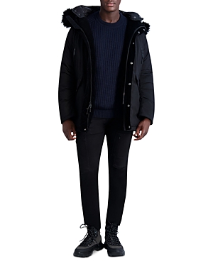 Karl Lagerfeld Paris Faux Fur Trimmed Hood Jacket