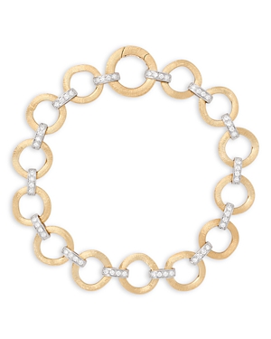Marco Bicego 18K White & Yellow Gold Jaipur Link Diamond Flat Link Bracelet