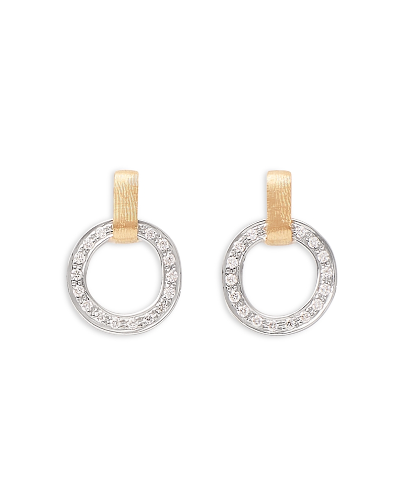 Marco Bicego 18k Yellow & White Gold Jaipur Link Diamond Flat Link Stud Earrings In White/gold