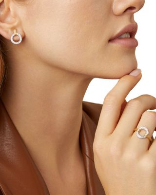 18K Yellow & White Gold Jaipur Link Diamond Flat Link Stud Earrings