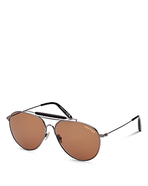 Tom Ford Men's Raphael Pilot Sunglasses, 59mm In Black/brown