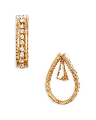 Kenneth Jay Lane Crystal Hoop Clip On Earrings