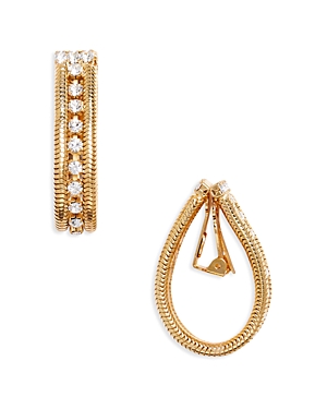 Shop Kenneth Jay Lane Crystal Hoop Clip On Earrings In Gold
