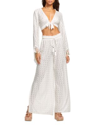 Ramy Brook - Elvira Lace Bell Sleeve Cover-Up Top & Glora Crocheted Cover-Up Pants