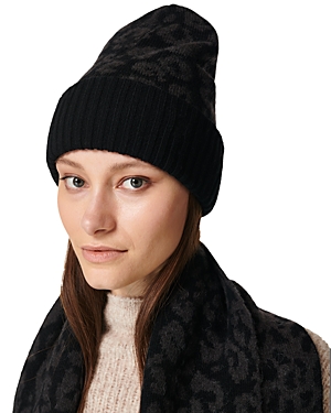 Sweaty Betty Leopard Print Jacquard Beanie In Black
