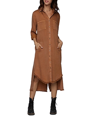 Billy T High/low Tie Back Shirt Dress In Sand