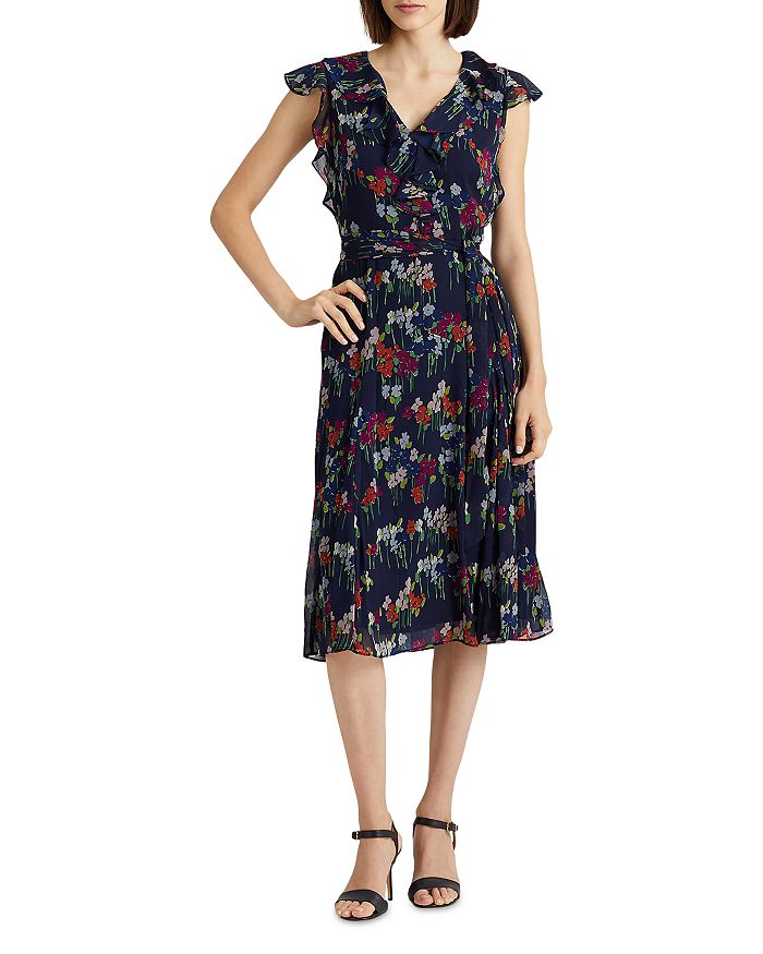 Ralph Lauren Ruffled Floral Fit And Flare Dress | Bloomingdale's