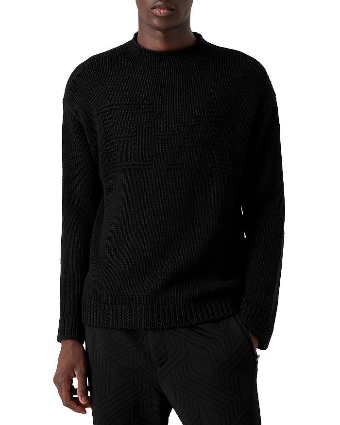 Emporio Armani - Monogram Logo Knit Mock Neck Sweater