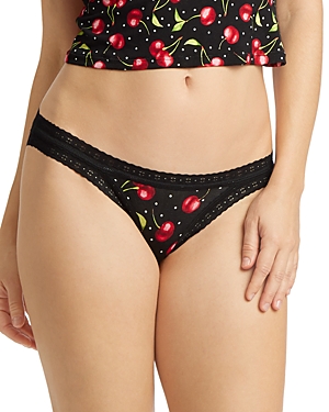 Hanky Panky Dream Lace Trim Modal Brazilian Bikini In Cherry Boom