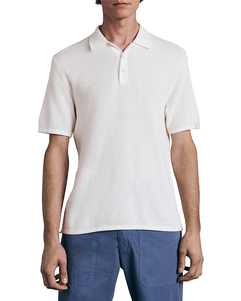 Rag & Bone Harvey Knit Short Sleeve Polo Shirt In Ivory