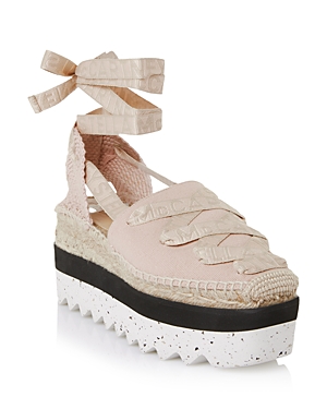 Stella Mccartney Women's Gaia Platform Ankle Wrap Espadrilles In Blush