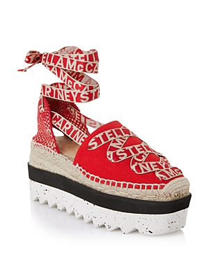 Shop Stella Mccartney Women's Gaia Platform Ankle Wrap Espadrilles In Red