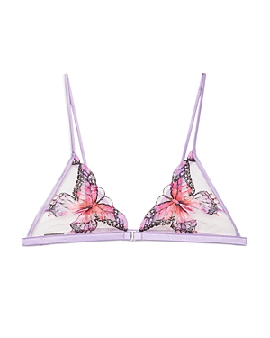Shop Fleur Du Mal Butterfly Embroidery Triangle Bralette In Light Lilac