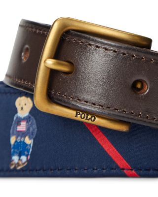 Polo Ralph Lauren Polo Bear Men's Leather Trim Belt