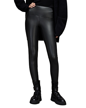 Allsaints Cora Faux Leather Leggings In Black