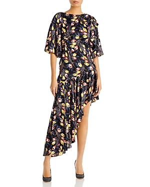 Cinq À Sept Cinq A Sept Kossa Printed Asymmetrical Dress In Black Multi