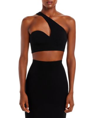 Monot One-shoulder Cropped Top In Black