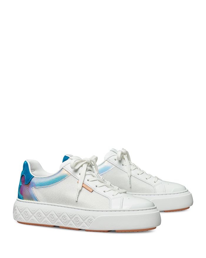 Tory Burch Women's Ladybug Low Top Sneakers In White/iridescent/blue