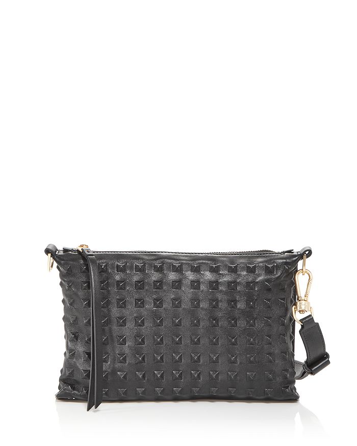 Buy Black Leather Hip Bag With Studs Small Convertible Crossbody Online in  India 