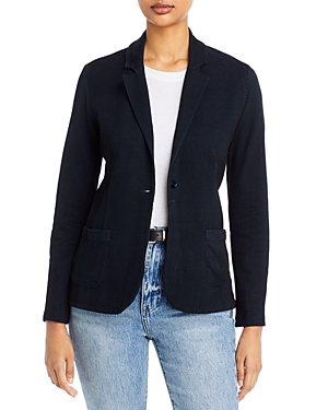 Majestic One Button Ribbed Blazer In Encre