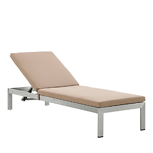 Modway Shore Outdoor Patio Aluminum Chaise With Cushions In Silver Mocha