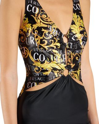white christmas dresses Versace Versus S/S 2016 Black and White Leopard Train Mini Cut Out Dress main image 1