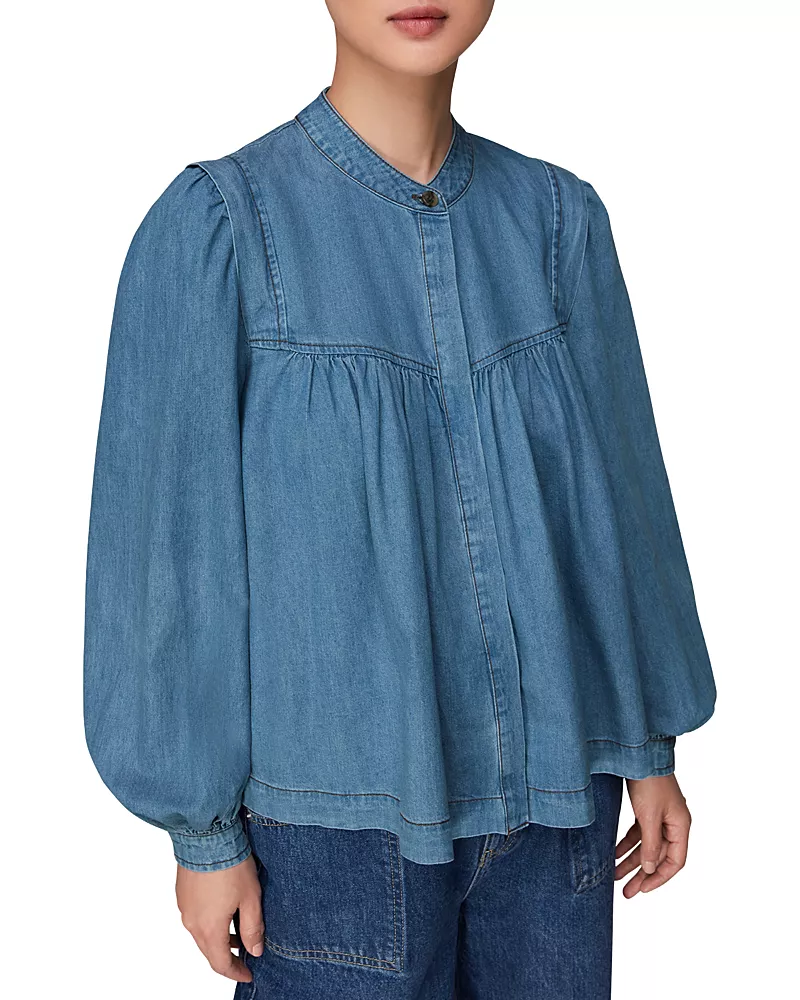 Whistles Mollie Chambray Denim Blouse